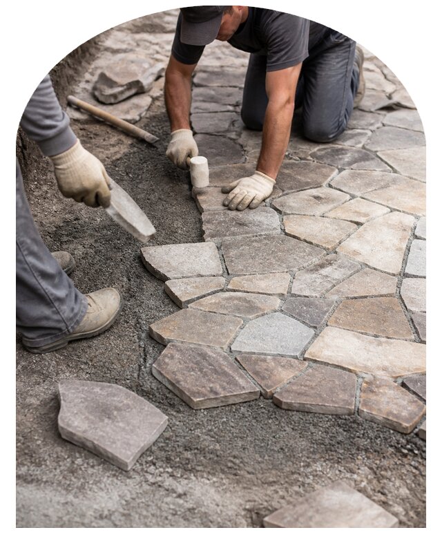 Профессиональная укладка плитняка на участке в Самаре